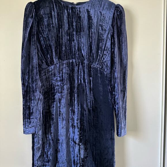 & Other Stores Crushed Velvet Navy Blue Mini Dress size 10 - Picture 9 of 13
